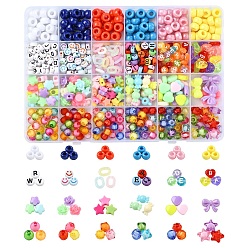 (52) Непрозрачная лаванда Наборы для изготовления браслетов из акриловых бусин разных форм своими руками, разноцветные, 8~72x0.8~20x0.8~10 мм, отверстие : 1~4 мм