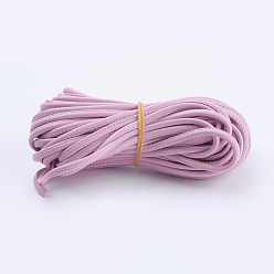 Pink PU cordons en cuir, pour la fabrication de bijoux, ronde, rose, 3 mm, environ 10 yards / bundle (9.144 m / paquet)