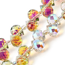 Средний Фиолетово-красный Стеклянные бусины с гальваническим покрытием , слеза, средне фиолетовый красный, 10~11x8 мм, отверстие : 1 мм, около 93 шт / нитка, 62 см