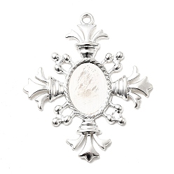 Plata Cabochon ajustes aleación, rombo, plata, 52x45 mm
