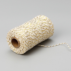 Floral White 100M Round Cotton Cord, Gift Wrapping Decorative Cord, Floral White, 2mm, about 109.36 Yards(100m)/Roll