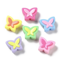 Mixed Color Two Tone Opaque Acrylic Beads, Butterfly, Mixed Color, 16.5x20x9mm, Hole: 2~8mm, about 23pcs/500g