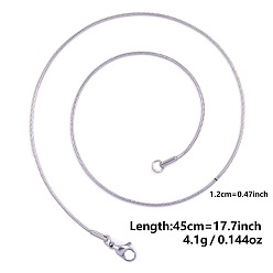  1.2MM Unisex 304 Stainless Steel Snake Chains Necklaces