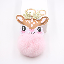 light pink Cute Deer Plush Keychain Pendant - Cartoon Toy Christmas Gift Bag Pendant.