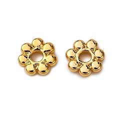 Real 18K Gold Plated Brass Spacer Beads, Nickel Free, Rack Plating, Flower, Real 18K Gold Plated, 4.5x4.5x1mm, Hole: 1.2mm