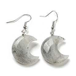 Лабрадорита Серьги с подвесками из натурального лабрадорита в форме полумесяца, серьги из платины и латуни с покрытием стойки, без кадмия и без свинца, 42x21 мм