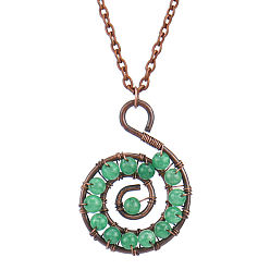 Medium Aquamarine Natural Dyed Agate Beaded Conch Pendant Necklace with Alloy Chains, Medium Aquamarine, 20.87 inch(53cm)