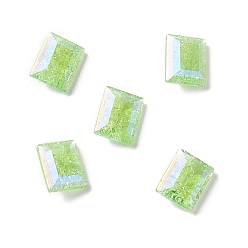 Peridot Crackle Moonlight Style K9 Glass Rhinestone Cabochons, Pointed Back, Rectangle, Peridot, 10x8x4mm