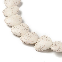 WhiteSmoke 5 Strands Synthetic Howlite Beads Strands, Heart, WhiteSmoke, 24x25x8.5mm, Hole: 1.4mm, about 18pcs/strand, 16.30''(41.4cm)