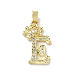 Letter E Латунные микро проложить кубического циркония подвески, без кадмия и без свинца, реальный 18 k позолоченный, Письмо E, 24x15x4 мм, отверстие : 5.5x3 мм