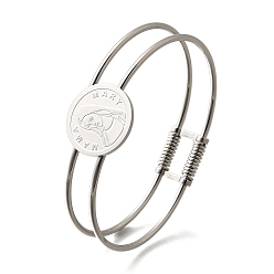 Нержавеющая Сталь Цвет День матери 201 браслеты из нержавеющей стали, плоские круглые с девственницей, цвет нержавеющей стали, 1/2 дюйм (1.2 см), внутренний диаметр: 1-3/4 дюйм (4.6 см) x 2-1/2 дюйм (6.2 см)