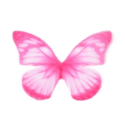 Fuchsia Gradient Color Cloth Butterfly Ornaments, Craft Butterfly, for DIY Hair Accessories, Wedding Dress, Fuchsia, 45mm
