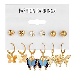 ER22Y0697 Geometric Earrings Set for Women - Butterfly Design, Multiple Pieces, Paper Card Packaging.