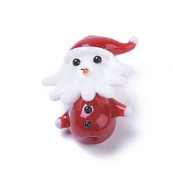 Red Handmade Lampwork Beads, Cartoon Father Christmas, Red, 22x18.2x10.4mm, Hole: 1.6mm