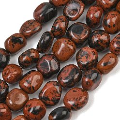 Mahagoni Obsidian Natur Mahagoni Obsidian Perlen Stränge, Nuggets, 9~11x8~10x6~10 mm, Bohrung: 0.8 mm, ca. 18~19 Stk. / Strang, 6.89~7.28'' (17.5~18.5 cm)