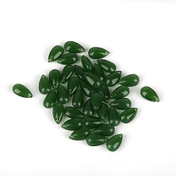 Vert Foncé 5pcs perles de verre tchèques transparentes, top foré, larme, vert foncé, 14x8mm, Trou: 1mm