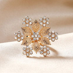 Light Gold Браслет из сплава со стразами, открытые кольца, цветок, золотой свет, 18 мм