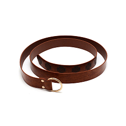 Saddle Brown Retro Embossed Imitation Leather O Ring Belt, Casual Dress for Jeans, Saddle Brown, 66 inch(167.6cm)