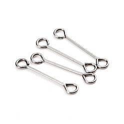 Stainless Steel Color 304 Stainless Steel Eye Pins, Double Sided Eye Pins, Stainless Steel Color, 16x0.6mm, Hole: 1mm