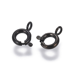 Electrophoresis Black 304 Stainless Steel Smooth Surface Spring Ring Clasps, Electrophoresis Black, 6x1.5mm, Hole: 1.8mm