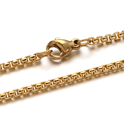Golden 304 Stainless Steel Box Chain  Necklaces, with Lobster Claw Clasps, Golden, 29.33 inch(74.5cm), 2mm