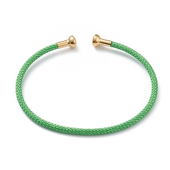 Green Braided Carbon Steel Wire Bracelet Making, with Golden Plated Brass End Caps, Green, 0.25cm, Inner Diameter: 2-3/8 inch(6.1cm)