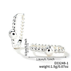 Серебро Блестящие геометрические серьги-кольца из латуни, с милым и универсальным американо-европейским стилем, серебряные, 18x5 мм