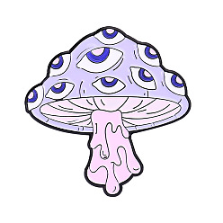 Mushroom Pink Halloween Enamel Pin, Electrophoresis Black Alloy Brooch for Backpack Clothes, Mushroom Pattern, 30x29mm