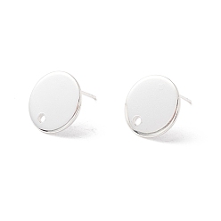 925 Sterling Silver Plated 201 Stainless Steel Stud Earring Findings, with 316 Surgical Stainless Steel Pins and Hole, Flat Round, 925 Sterling Silver Plated, 12mm, Hole: 1.5mm, Pin: 0.7mm