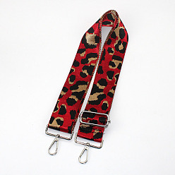 Crimson Leopard Print Pattern Polyester Adjustable Wide Shoulder Strap, with Swivel Clasps, for Bag Replacement Accessories, Platinum, Crimson, 80~130x5cm