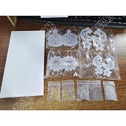 White 4Pcs 4 Style Eye & Sun & Moon Pendant Silicone Molds, Resin Casting Molds, For UV Resin, with 100Pcs Iron Open Jump Rings & 60Pcs Earring Hooks, 100Pcs Plastic Ear Nuts, White, 68~96x73~117x9mm, Hole: 3mm, Inner Diameter: 31~64x28~53mm, 1pc/style