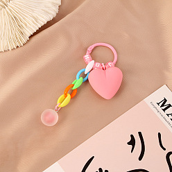 Pink Colorful Detachable Resin Heart Keychain Bag Charm Pendant Accessory Gift