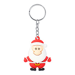 8. Santa Claus 2 Cute Reindeer Snowman PVC Keychain Pendant - Christmas Decoration Gift.