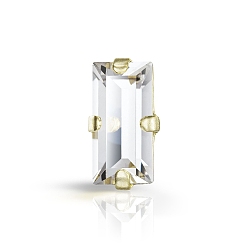 00030 Crystal Пришивные чашки preciosa® maxima crystal, многожильных ссылки, чешский хрусталь, с настройками латуни, 719 39 095 багет, золотые, 00030 кристалл, 10x3 мм