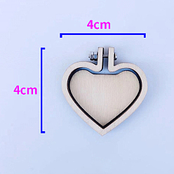 Heart Mini Wooden Embroidery Hoops, Embroidery Cross Stitch Hoops, for DIY Pendant Embroidery Frame Craft Ornaments, Heart Pattern, 40x40mm