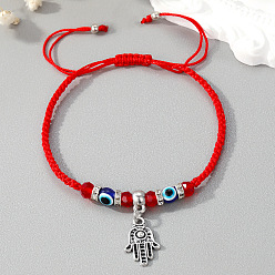 Red string bracelet on the palm U-shaped Owl Charm Bracelet with Flower Pendant for Women and Girls
