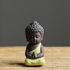 Yellow Ceramics Buddha Statue, for Home Office Feng Shui Ornament, Yellow, 31x32x75mm