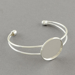 Silver Brass Cuff Bangle Making, Blank Bangle Base, Silver Color Plated, 64mm, tray: 20mm
