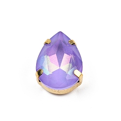 Танзания Aurora(jm) пришиваем горный хрусталь, граненый стеклянный горный хрусталь, многожильных ссылки, с латунной оправой золотистого цвета, слеза, танзанитом, 18x13x8.5 мм, отверстие : 1 мм