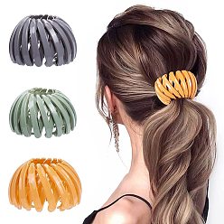 Solid Color Mix 3 Lazy Hair Clip for Bun, Elastic Bird's Nest Hairband, Simple Ponytail Accessory for Women.