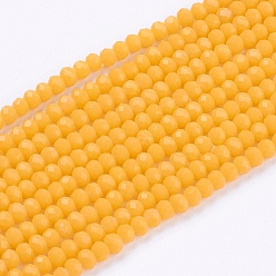 Orange Opaque Solid Color Glass Bead Strands, Imitation Jade, Faceted, Rondelle, Orange, 3x2mm, Hole: 0.8mm, about 185~190pcs/strand, 15.5~16 inch(39.3~40.6cm)