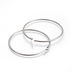 Stainless Steel Color 201 Stainless Steel Big Hoop Earrings, with 304 Stainless Steel Pin, Hypoallergenic Earrings, Ring Shape, Stainless Steel Color, 12 Gauge, 82.5x2mm, Pin: 1mm