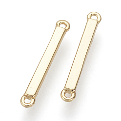 Real 18K Gold Plated Brass Links connectors, Nickel Free, Real Gold Plated, Cuboid, Real 18K Gold Plated, 18~19x2x1.5mm, Hole: 1mm