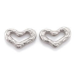Stainless Steel Color 304 Stainless Steel Linking Rings, Heart, Stainless Steel Color, 14x21x3mm