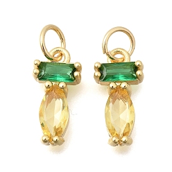 Желтый Латунные микро проложить кубического циркония подвески, без кадмия и без свинца, стойки покрытие, долговечный, Очарование лошадиных глаз, реальный 18 k позолоченный, желтые, 13.5x6.5x4 мм, отверстие : 3.8 мм