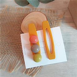A yellow set of bean-shaped design Cute Heart-shaped Colorful Hair Clip Set for Girls - Lovely, Bangs Clip, Xuan Ya Style.