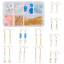 Mixed Color SUNNYCLUE DIY Dangle Earring Making Kits, Including Brass & 304 Stainless Steel & Acrylic & Glass Beads, Acrylic Bead Caps, Iron Findings and Brass Earring Hooks, Mixed Color
