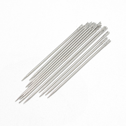 Platinum Iron Self-Threading Hand Sewing Needles, Platinum, 36x0.76mm, about 12pcs/bag