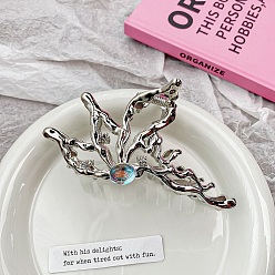 Platinum Hollow Butterfly Alloy Rhinestone Large Claw Hair Clips, for Women Girl Thick Hair, Platinum, 55x100mm