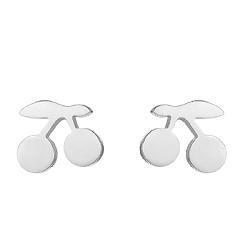 Платина Милые мини-серьги с вишневым яблоком из нержавеющей стали, фруктовые украшения, сладкие аксессуары, платина, 2 мм